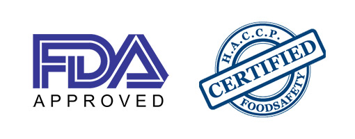 FDA APPROVED & HACCP CERTIFIED stamp